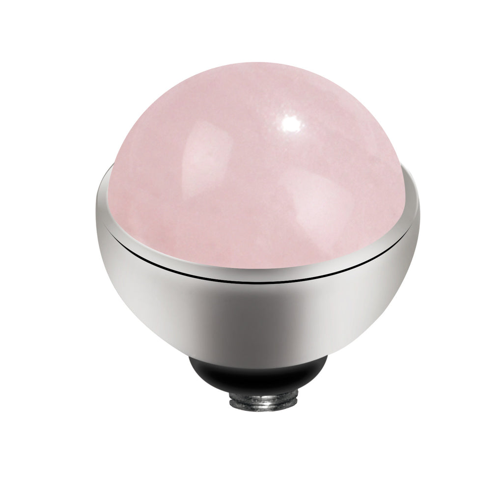 MelanO rose quartz/ss interchangeable 8mm gem - Ellimonelli