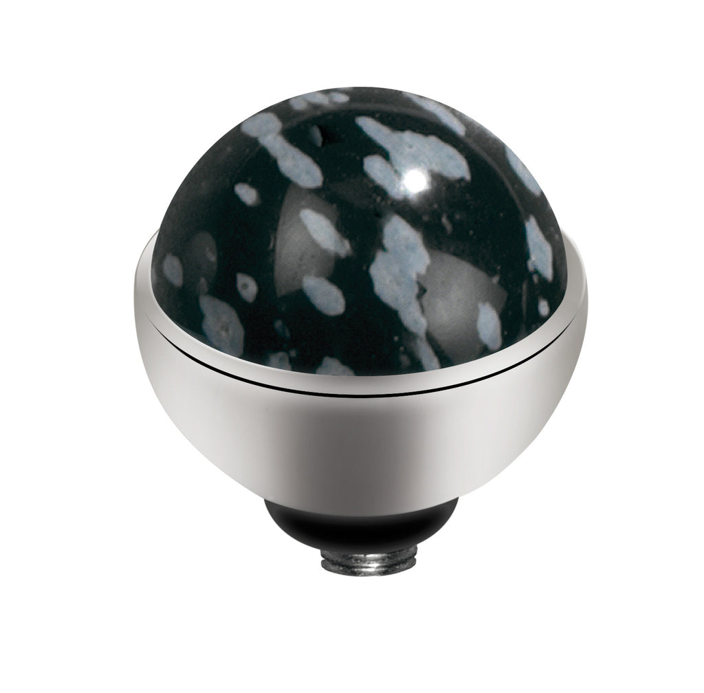 MelanO snowflake obsidian/ss interchangeable 6mm gem - Ellimonelli