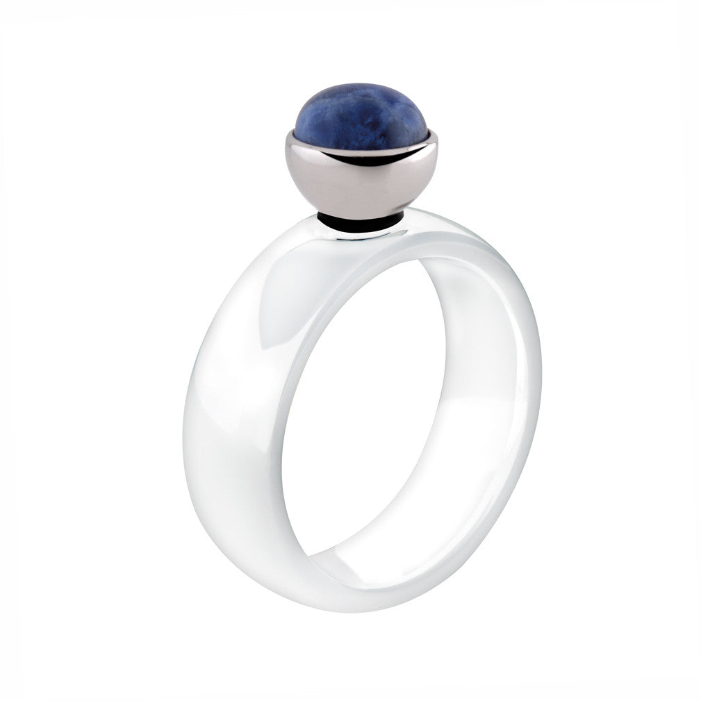 MelanO white bevelled ceramic ring - Ellimonelli