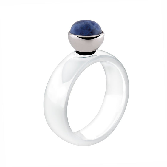 MelanO white bevelled ceramic ring - Ellimonelli