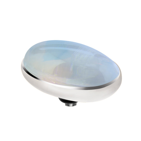 MelanO moonstone/ss interchangeable 14mm oval gem - Ellimonelli