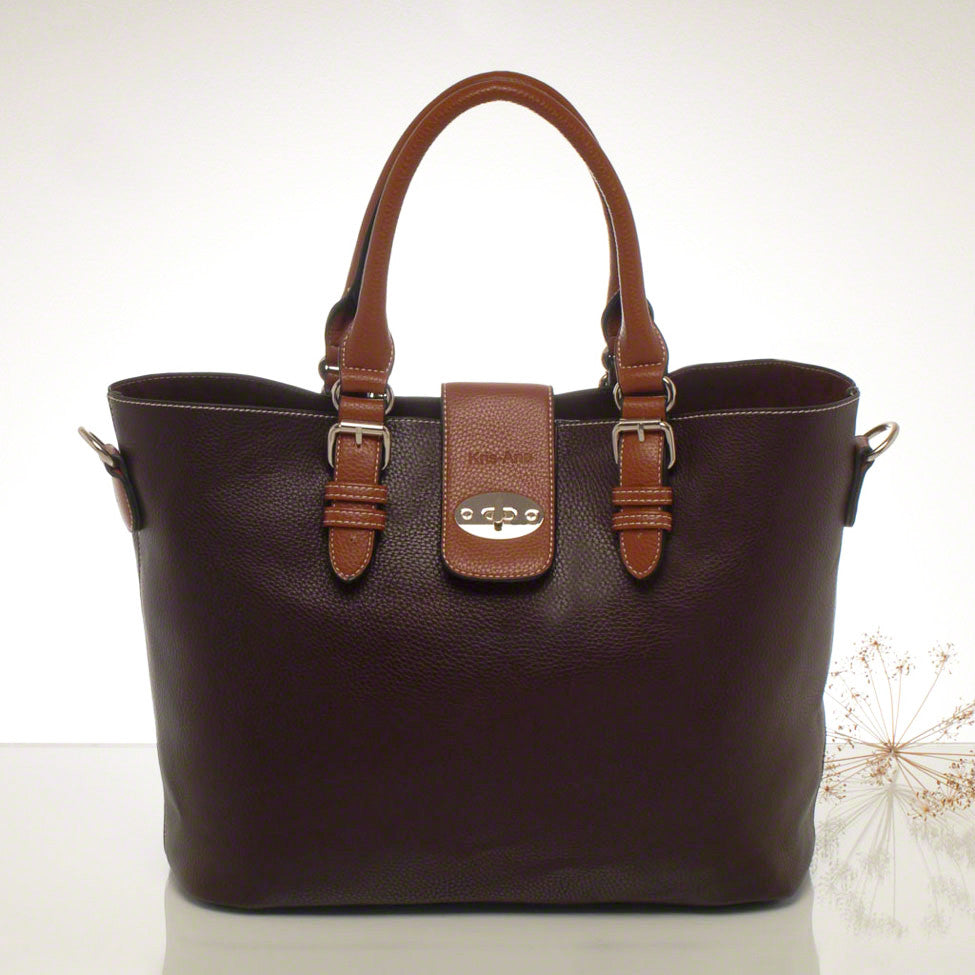Kris-ana coffee hand or shoulder tote with matching clutch set 