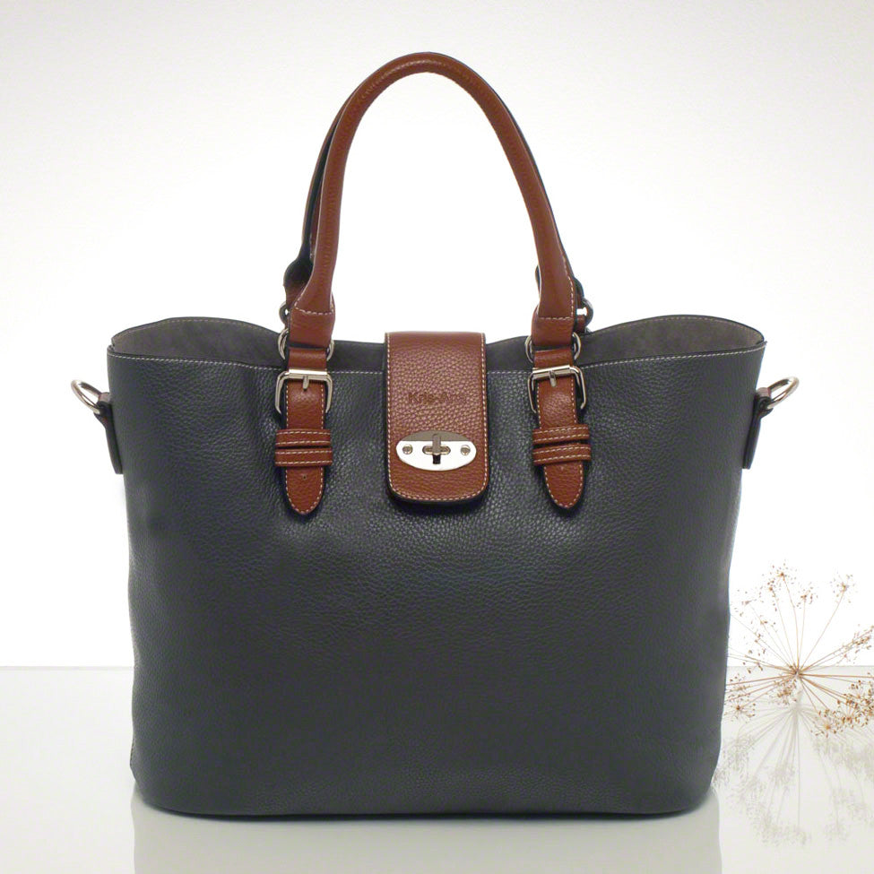 Kris-ana grey hand or shoulder tote with matching clutch set 