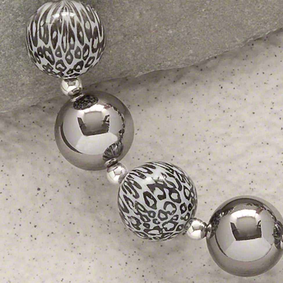 Cecily chunky gunmetal, leopard and silver necklace by Elli