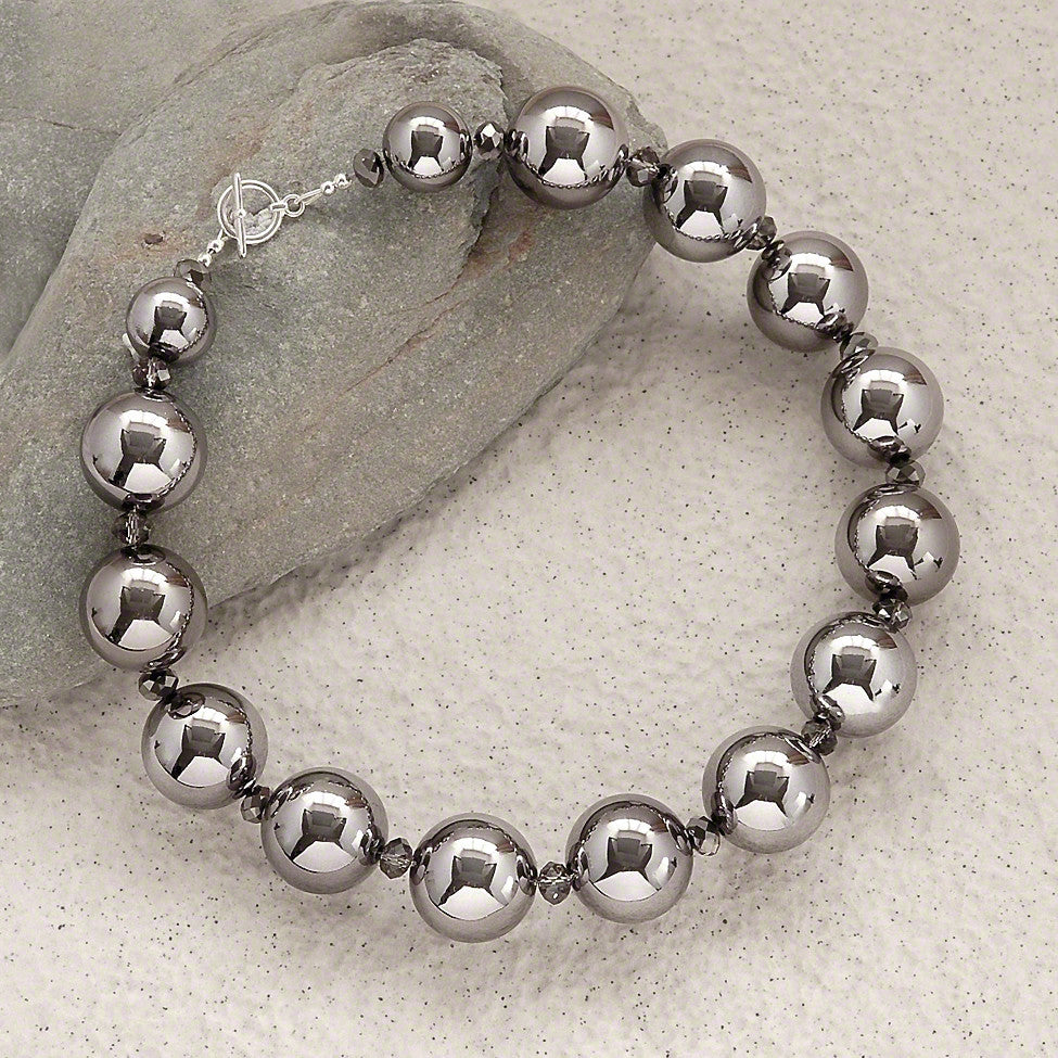 Elise gunmetal and amethyst shadow crystal necklace by Elli