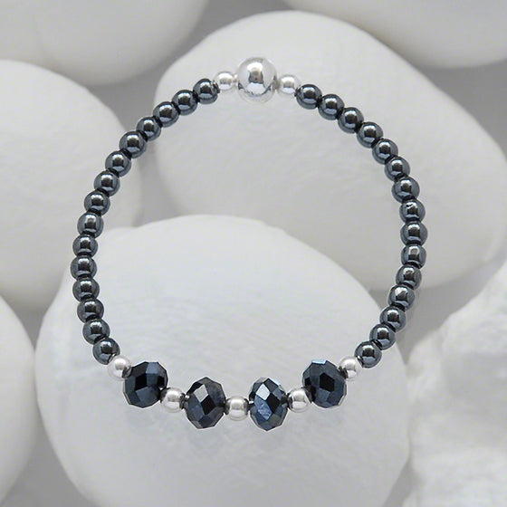 Flora delicate semi-precious hematite/hematite crystal bracelet by Elli