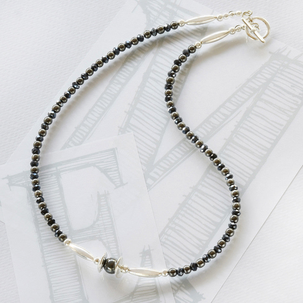 Izzy semi-precious hematite/hematite crystal bracelet by Elli