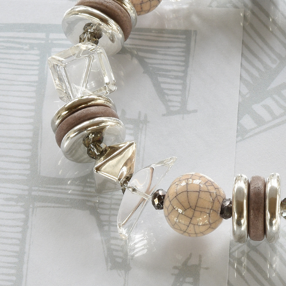 Mimi semi-precious crystal bracelet - cream/silver highlights by Elli