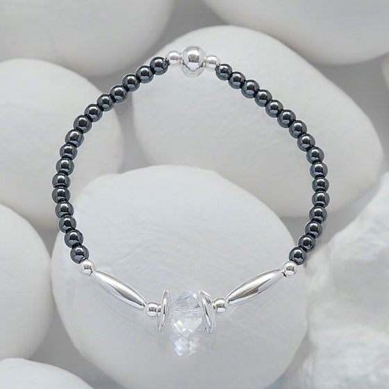 Poésy delicate semi-precious hematite and silver bracelet by Elli