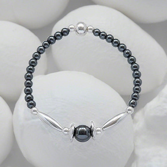 Tillie delicate semi-precious hematite and silver bracelet by Elli