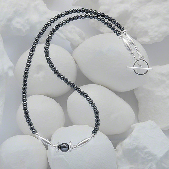 Tillie delicate semi-precious hematite/silver necklace by Elli