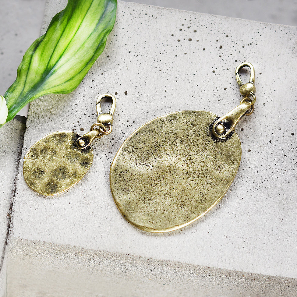 Tutti antique gold finish large & medium oval charms - Ellimonelli