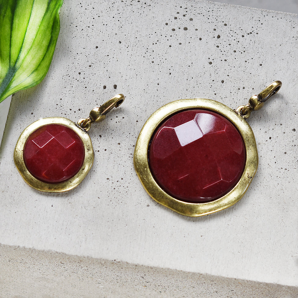 Tutti antique gold finish medium & large red stone charms - Ellimonelli