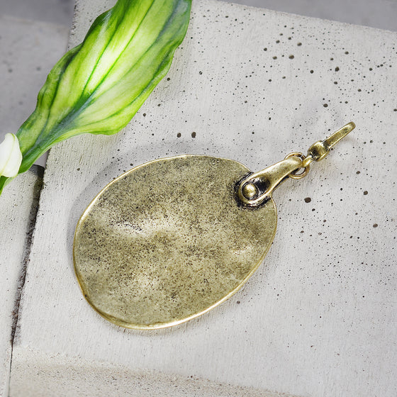 Tutti antique gold finish large hammered oval charm - Ellimonelli