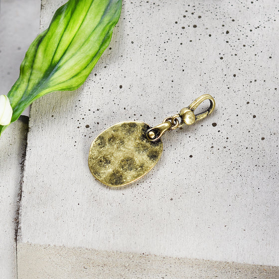 Tutti antique gold finish medium hammered oval charm - Ellimonelli